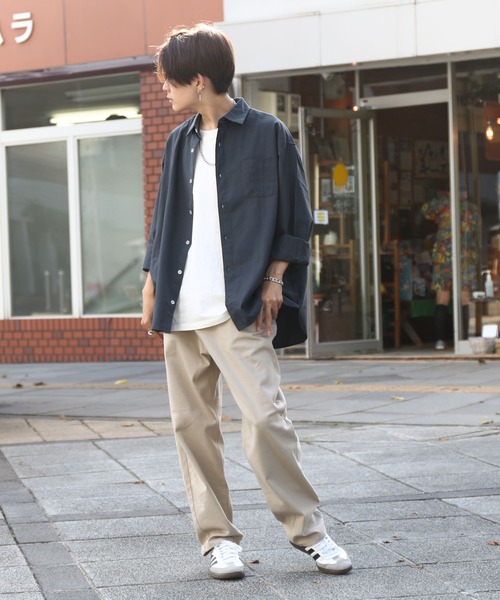 ZIP FIVE（ジップファイブ）の「【ZIP FIVE】 CVCオックス レギュラーカラー 長袖 シンプル オーバーサイズ シャツ（シャツ/ブラウス・メンズ・オフホワイト/サックスブルー/ネイビー/チャコール・MEDIUM/LARGE/X-LARGE）」の15枚目の写真