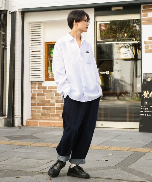 ZIP FIVE（ジップファイブ）の「【ZIP FIVE】 CVCオックス レギュラーカラー 長袖 シンプル オーバーサイズ シャツ（シャツ/ブラウス・メンズ・オフホワイト/サックスブルー/ネイビー/チャコール・MEDIUM/LARGE/X-LARGE）」の7枚目の写真