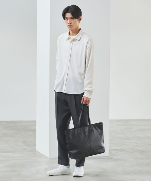ESSENTIALS WARDROBE(エッセンシャルワードローブ)の「ミクロリブプリーツ長袖ボタンシャツ(シャツ/ブラウス・メンズ・グレー/ブラック/ホワイト・L/M/S/XL)」の15枚目の写真