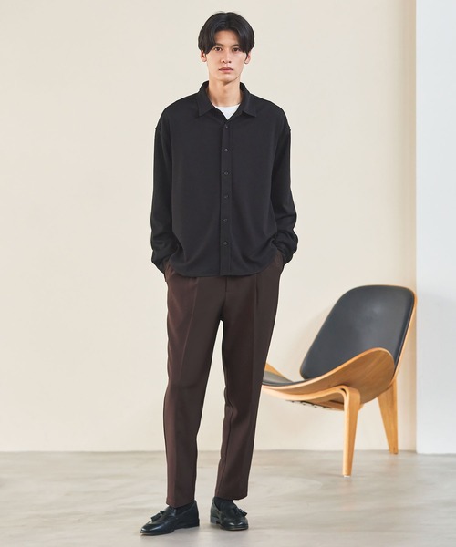 ESSENTIALS WARDROBE(エッセンシャルワードローブ)の「ミクロリブプリーツ長袖ボタンシャツ(シャツ/ブラウス・メンズ・グレー/ブラック/ホワイト・L/M/S/XL)」の22枚目の写真