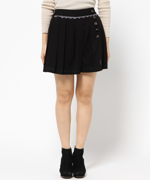 axes femme（アクシーズファム）の「刺繍入りプリーツキュロット（その他パンツ・レディース・ベージュ/ダークグリーン/ブラック・MEDIUM）」の4枚目の写真