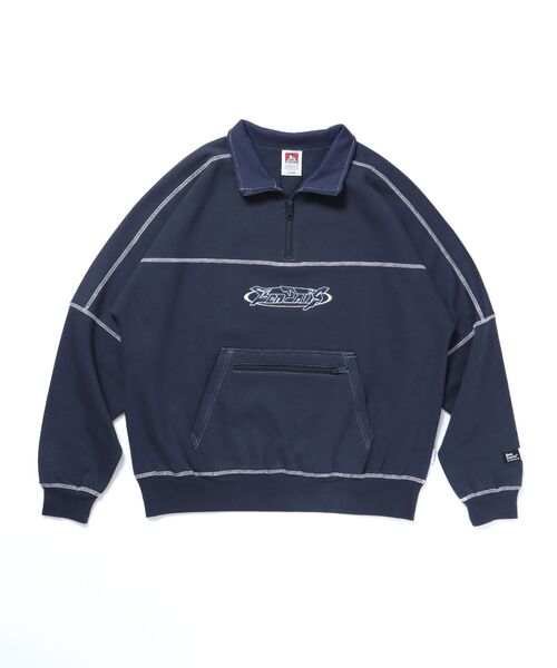 BEN DAVIS（ベンデイビス）】CONTRAST STITCH HALF ZIP / オーバー