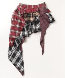 XU | ストリートファッション XU エックスユー asymmetry check skirt アシンメトリーチェックスカート ミニスカート フリルスカート Y2K 韓国ファッション 韓国 ストリート(スカート)