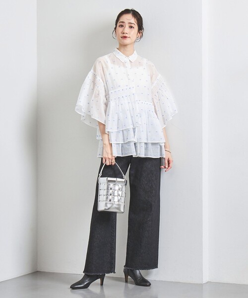 ユナイテッドアローズ　イレギュラー シャーリング ジャカードブラウス 6SL UNITED ARROWS LTD. OUTLET｜イレギュラー シャーリング ジャ