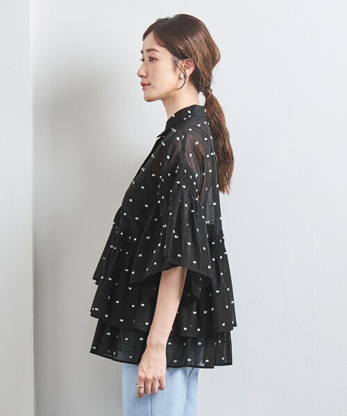 UNITED ARROWS イレギュラーシャーリング ジャカードブラウス 38 UNITED ARROWS LTD. OUTLET｜イレギュラー シャーリング ジャ