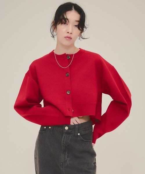 eL(エル)の「【eL】14G Flare silhouette Cardigan/146576(カーディガン/ボレロ・レディース・ブラック/レッド/アイボリー/ブルーグリーン・FREE)」の4枚目の写真