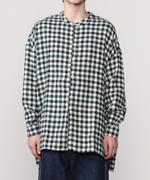GALLEGO DESPORTES（ギャレゴデスポート）の「GALLEGO DESPORTES | 〈別注〉コットン バンドカラーシャツ CHECK MEN（シャツ/ブラウス・メンズ・グリーン系その他・L/M）」の9枚目の写真