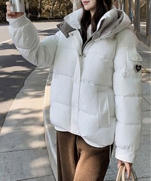 kirakiraShop（キラキラショップ）の「フェイクダウン バイカラー フーディー ジャケット（ダウンジャケット/コート）」