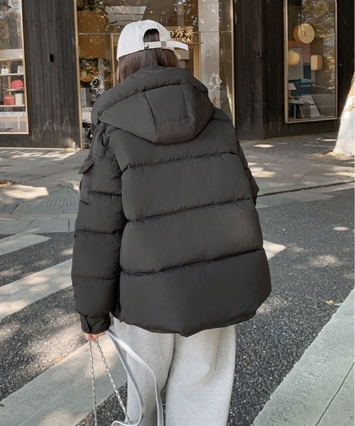 セール】フェイクダウン バイカラー フーディー ジャケット