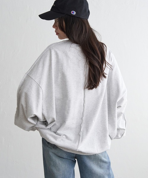 VENCEEXCHANGE(ヴァンスエクスチェンジ)の「インサイドアウトプルオーバー(スウェット・レディース・ライトグレー/クリーム/ブラック・FREE)」の2枚目の写真