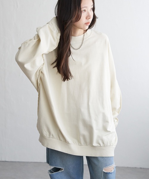 VENCEEXCHANGE(ヴァンスエクスチェンジ)の「インサイドアウトプルオーバー(スウェット・レディース・ライトグレー/クリーム/ブラック・FREE)」の3枚目の写真