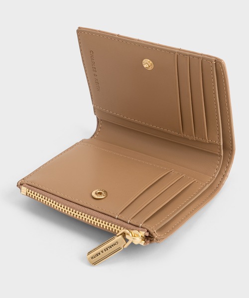 台湾 CHARLES&KEITH Donna パネル トップジップ ウォレット Donna ドンナ クリンクルエフェクトパネルトップジップ