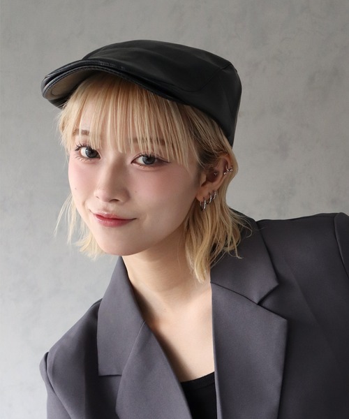 BARELY BLUE(ベアリーブルー)の「【 BARELY BLUE / ベアリーブルー 】フェイクレザー ハンチング帽(ハンチング/ベレー帽・レディース・ブラウン/レッド/ブラック・FREE)」の20枚目の写真