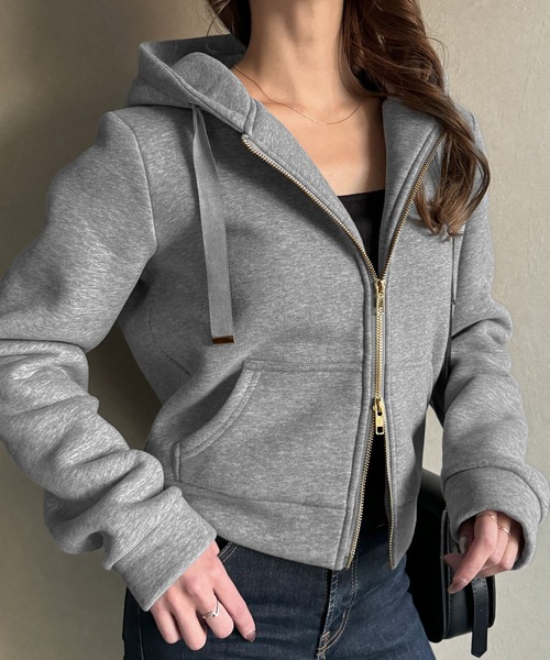 セール】裏起毛ダブルジップパーカー（パーカー）｜JUNOAH（ジュノア