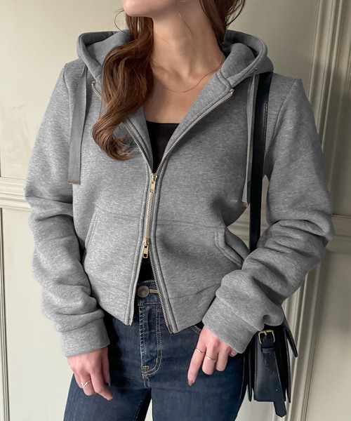 セール】裏起毛ダブルジップパーカー（パーカー）｜JUNOAH（ジュノア