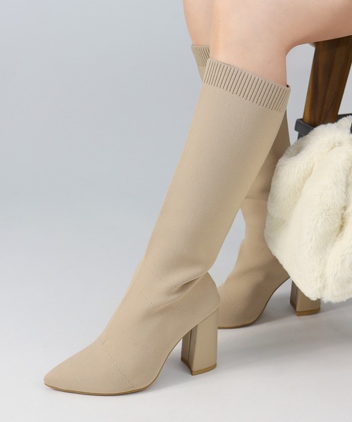 LibertyDoll(リバティードール)の「LIBERTYDOLL ロングニットポインテッドブーツ(9139)(ブーツ・レディース・アイボリー/ブラック/ベージュ・S/M/L/LL)」の9枚目の写真