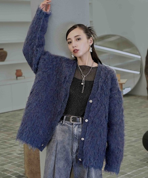 HARE（ハレ）の「ビンテージライクVネックニットカーディガン(HARE)（カーディガン/ボレロ・レディース・イエロー/グレー/ブルー・FREE）」の7枚目の写真