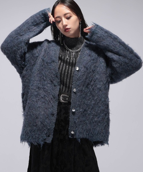 HARE（ハレ）の「ビンテージライクVネックニットカーディガン(HARE)（カーディガン/ボレロ・レディース・イエロー/グレー/ブルー・FREE）」の12枚目の写真