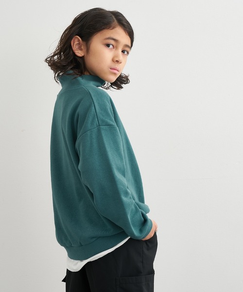 キッズ ハーフジップワンポイント刺繍スウェット（スウェット）｜coca