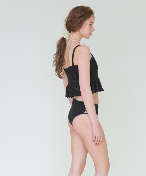 (未開封)seadress ペプラムキャミソールクロシェビキニ ブラック セール】ペプラムキャミソールクロシェビキニ/水着（水着）｜SEA