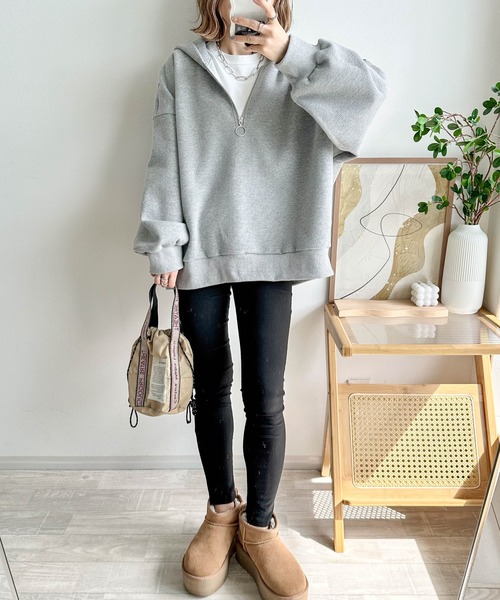 AMELY（エミリー）の「【インフルエンサーコラボ】ワッフルハーフジップ セットアップ（セットアップ・レディース・ブラック/グレー/ライトグレー/ブラウン・M/L）」の19枚目の写真