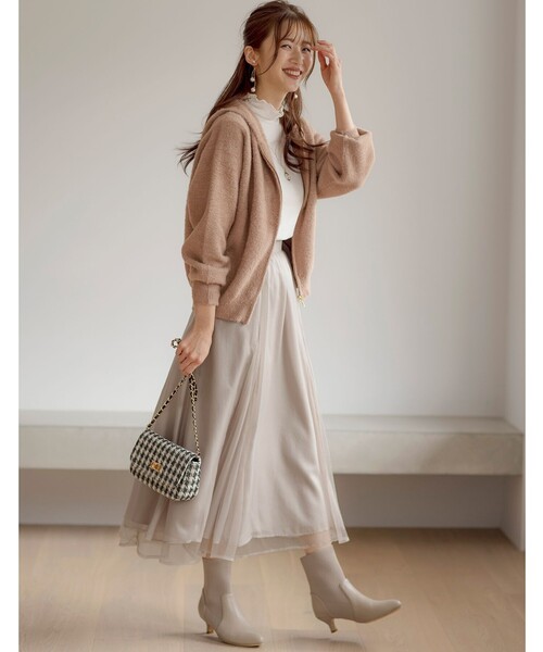 ANY SIS（エニィスィス）の「【洗える】ラッセルチュールマチ スカート（スカート・レディース・ダークブラウン系/アイボリー系・1/2/3）」の7枚目の写真