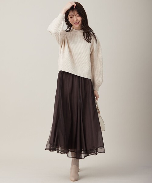 ANY SIS（エニィスィス）の「【洗える】ラッセルチュールマチ スカート（スカート・レディース・ダークブラウン系/アイボリー系・1/2/3）」の9枚目の写真