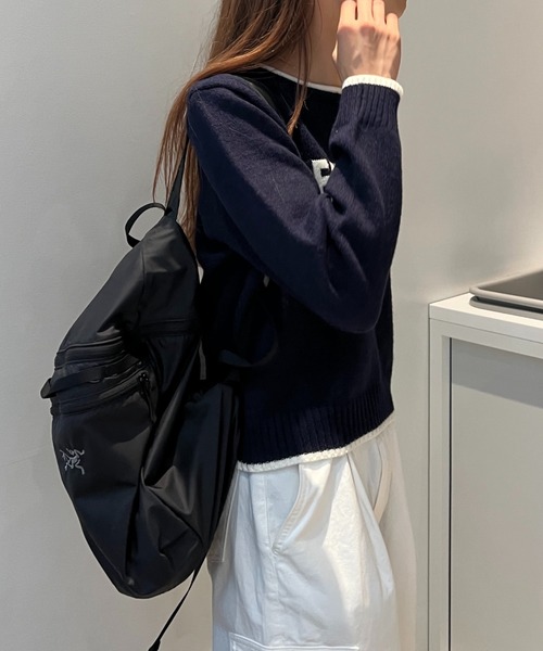 Sorriso（ソリッソ）の「peppersalt 配色ニット（ニット/セーター・レディース・ブラック・FREE）」の3枚目の写真