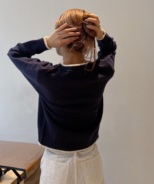 Sorriso（ソリッソ）の「peppersalt 配色ニット（ニット/セーター・レディース・ブラック・FREE）」の6枚目の写真