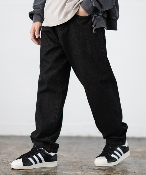 SIDEWAY STANCE(サイドウェイスタンス)の「【SIDEWAY STANCE】10.5oz ワイド テーパード デニムパンツ(デニムパンツ・メンズ・ブラック系/ブルー/ブラック・MEDIUM/LARGE/X-LARGE)」の1枚目の写真