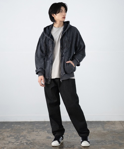 SIDEWAY STANCE(サイドウェイスタンス)の「【SIDEWAY STANCE】10.5oz ワイド テーパード デニムパンツ(デニムパンツ・メンズ・ブラック系/ブルー/ブラック・MEDIUM/LARGE/X-LARGE)」の12枚目の写真