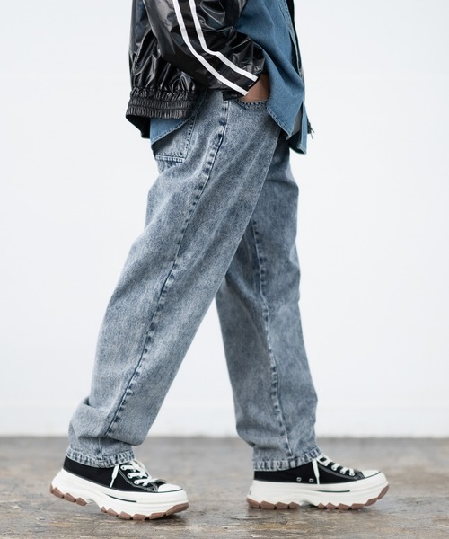 SIDEWAY STANCE(サイドウェイスタンス)の「【SIDEWAY STANCE】10.5oz ワイド テーパード デニムパンツ(デニムパンツ・メンズ・ブラック系/ブルー/ブラック・MEDIUM/LARGE/X-LARGE)」の14枚目の写真