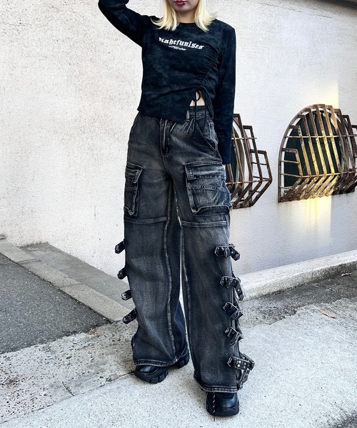 Figments（フィグメンツ）の「サイドドロストロンＴ（Tシャツ/カットソー・レディース・ブラック/ホワイト・FREE）」の3枚目の写真