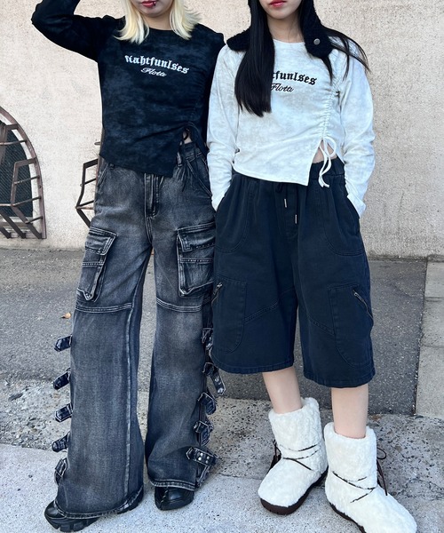 Figments（フィグメンツ）の「サイドドロストロンＴ（Tシャツ/カットソー・レディース・ブラック/ホワイト・FREE）」の4枚目の写真