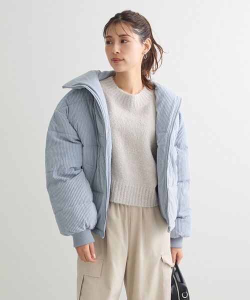 Green　Parks（グリーンパークス）の「・swing by コーデュロイスタンドブルゾン（ブルゾン・レディース・アイボリー/グレー/チャコールグレー・FREE）」の4枚目の写真