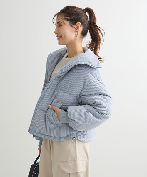 Green　Parks（グリーンパークス）の「・swing by コーデュロイスタンドブルゾン（ブルゾン・レディース・アイボリー/グレー/チャコールグレー・FREE）」の5枚目の写真