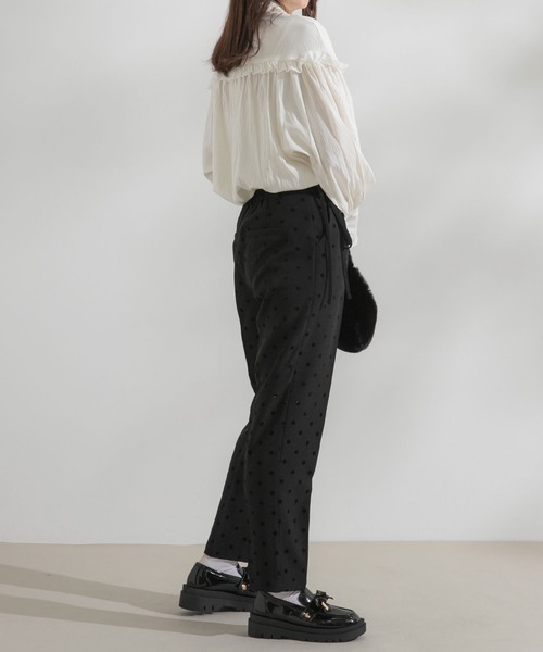 rectangle（レクタングル）の「サイドリボンテーパードパンツ【大きいサイズ有】（その他パンツ・レディース・ブラック/ドット/ホワイト・MEDIUM/LARGE/X-LARGE/XX-LARGE）」の6枚目の写真
