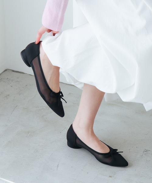 EVOL(イーボル)の「【軽量・柔らかい】チュールバレエパンプス IY5617(バレエシューズ・レディース・ブラック/ベージュ/ゴールド/シルバー/ベージュ系その他・22.0cm/22.5cm/23.0cm/23.5cm/24.0cm/24.5cm/25.0cm)」の2枚目の写真