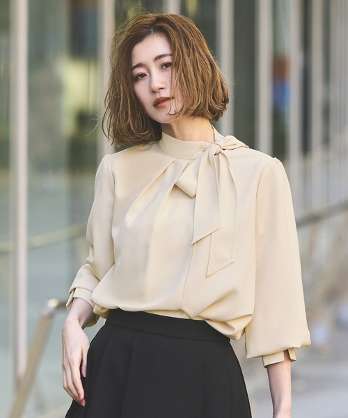 ルイルエブティック RUIRUE BOUTIQUE 【洗える】サイドボウタイブラウス （ホワイト） ルイルエブティック RUIRUE BOUTIQUE 【洗える】サイドボウタイ