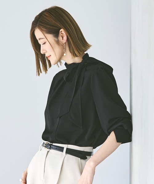 ルイルエブティック RUIRUE BOUTIQUE 【洗える】サイドボウタイブラウス （ライトベージュ） ルイルエブティック RUIRUE BOUTIQUE 洗える ｜ サイド ボウタイ