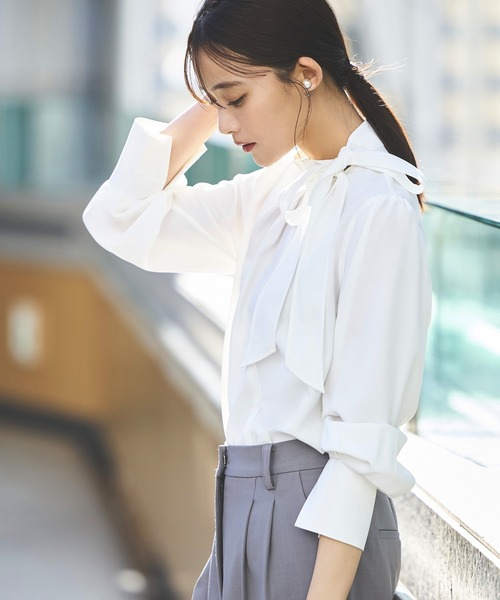ルイルエブティック RUIRUE BOUTIQUE 【洗える】サイドボウタイブラウス （ブラック） ルイルエブティック RUIRUE BOUTIQUE 洗える ｜ サイド ボウタイ