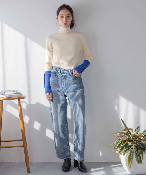 LOWRYS FARM（ローリーズファーム）の「ツートーンニットタートル 284588（ニット/セーター・レディース・アイボリー/ブラック/グレー・FREE）」の4枚目の写真