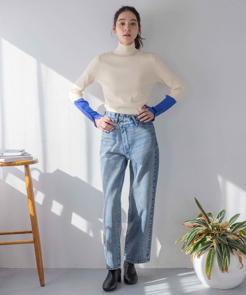 LOWRYS FARM（ローリーズファーム）の「ツートーンニットタートル 284588（ニット/セーター・レディース・アイボリー/ブラック/グレー・FREE）」の5枚目の写真