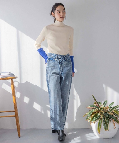 LOWRYS FARM（ローリーズファーム）の「ツートーンニットタートル 284588（ニット/セーター・レディース・アイボリー/ブラック/グレー・FREE）」の6枚目の写真