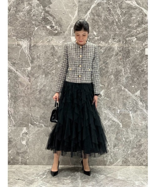 アルアバイル　即日発送可能ファンシーツィードクルーネックジャケット ファンシーツィードクルーネックジャケット|allureville