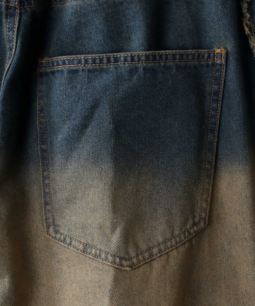 SITRY（シトリー）の「Side Fringe Gradation Denim Pants/サイドフリンジ グラデーション ダメージ加工 バギーデニムパンツ ワイドデニムパンツ（デニムパンツ・メンズ・サックスブルー/ブラック・M/L）」の7枚目の写真