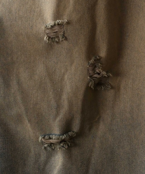 SITRY（シトリー）の「Side Fringe Gradation Denim Pants/サイドフリンジ グラデーション ダメージ加工 バギーデニムパンツ ワイドデニムパンツ（デニムパンツ・メンズ・サックスブルー/ブラック・M/L）」の9枚目の写真