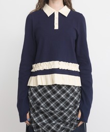 【 再入荷 / 新色追加 】 frill polo shirt/フリルポロシャツ