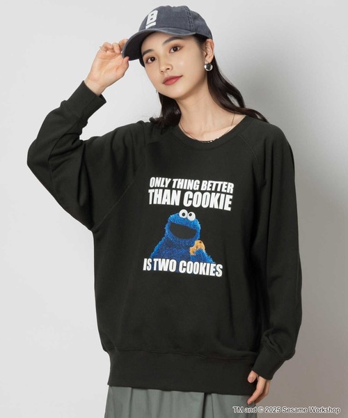Right-on（ライトオン）の「【SESAME STREET】クルーネックスウェット（スウェット・レディース・ブラウン/ネイビー/ダークグレー/グレー・M/XL/L）」の2枚目の写真