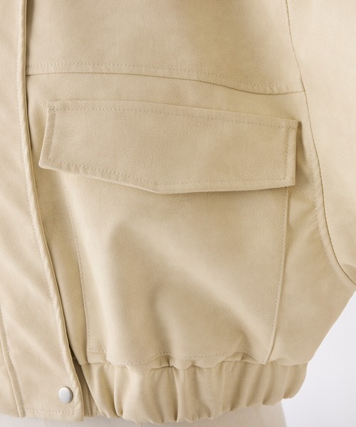 one after another NICE CLAUP（ワンアフターアナザーナイスクラップ）の「フェイクレザーショートジャケット（ライダースジャケット・レディース・ブラウン/アイボリー/ブラック・FREE）」の18枚目の写真